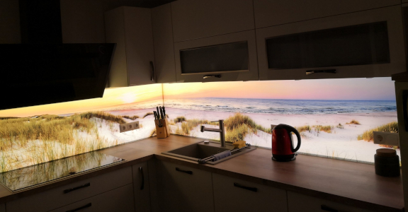 LaXENIA LED-Küchenrückwand beleuchtet Strandmotiv